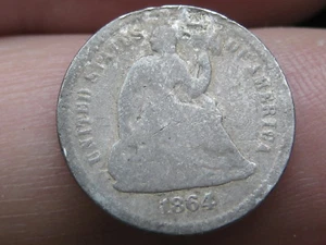 1864 S Seated Liberty Half Dime- Good Details - Picture 1 of 3