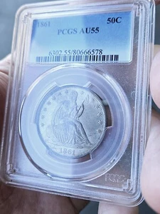 1861 PCGS AU55 Seated Liberty Half Dollar - Picture 1 of 8