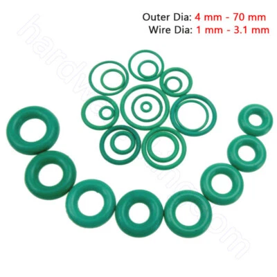 MARKENLOS FKM O-Ringe Rubber Seal Washer Green O Ring OD 4 mm - 70 mm WD 1 mm - 3.1 mm