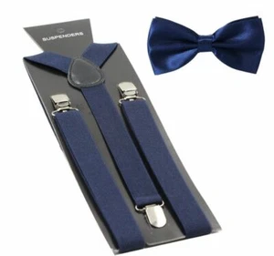 Nuevo conjunto de corbata de cuello a juego azul marino para boda - Imagen 1 de 3