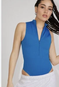 NWT Garage Power Body Zip Up Bodysuit French Blue Large - Picture 1 of 10