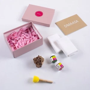 Block Print Kit Handmade Wooden Floral Printing Kit With Cotton 3 Pc Set - Picture 1 of 9