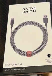 Native Union Belt Cable XL 10' USB-A to USB-C Cable - Zebra - Picture 1 of 1