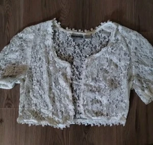 Vintage JONI BLAIR Lace Shawl Shirt Cover-up Women's 9 10 Large Floral - Picture 1 of 5