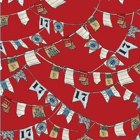 QUILTIN TREASURES Algodón Quilting Treasures Sail banderín rojo 25cm x 112cm Eco Tex