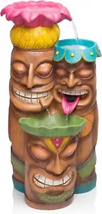 3-Tiered Colorful Tiki Head Water Fountain with LED Lights Waterfall Home Decor - Picture 1 of 7