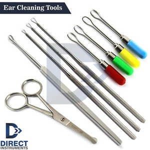 Ear Cleaning Tools Ear Wax Remover Billeau Loops Ear Pick Curettes Cleaner Kit - Picture 1 of 14