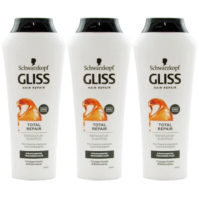 Gliss Kur Shampoo TOTAL REPAIR 3 x 250ml für Glanz und Geschmeidigkeit