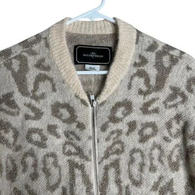 Свитер женский маленький кардиган на молнии леопардовый принт By Malene Birger серый кремовый - Изображение 1 из 4