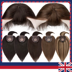 Women 100% Human Hair Topper with Bangs/Fringe Clip In Remy Hairpiece 130% Dense - Picture 1 of 24
