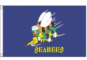 LARGE 5FT X 3FT US Military Seabees Flag United States Army US USA Navy - Picture 1 of 1