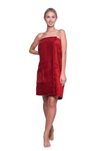 Women Sauna Skirt Wrap Kilt Apron 75x150cm Cotton Towel Bath SPA Absorbent Red - Picture 1 of 5