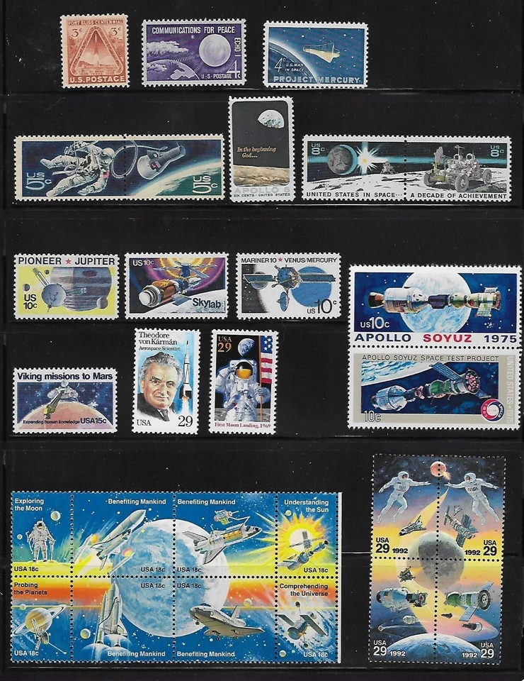 US Space Accomplishments Themed Postage Stamp Set of 28 - Image 1 of 1