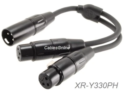 6-inch Pig-Hog XLR (3-Pin) Male Jack to 2-XLR Female Y-Splitter, OFC Cable - Image 1 of 2
