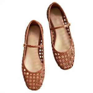 NEW Woven Mesh Ballet Metal Buckle Strap Ballerina Mary Janes Sz 8 Free Shipping - Picture 1 of 5
