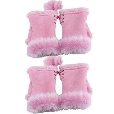 Guantes sin dedos calentador de invierno para mujer 4 piezas imitación piel de conejo muñeca manopla lisa P Foto 1 de 4