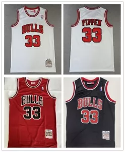 Men's Vest Chicago Bulls NO.33 Pippen Adult Sports Top Retro Stitched - Picture 1 of 15