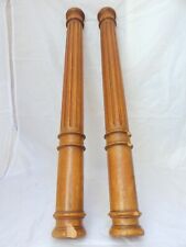 19TH French Antique Pair Turned Carved Walnut Wood Pillar Column 26.4" Accidents