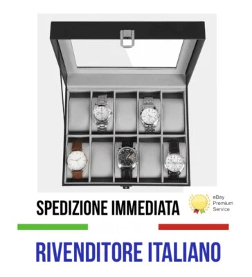 UNIVERSALE Scatola porta 10 Orologi Custodia Valigetta Bracciali Box Portagioie Espositore