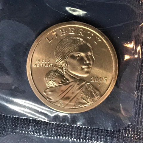 2005 P BU Sacagawea Dollar from US Uncirculated Mint Set in Original Cello Cover