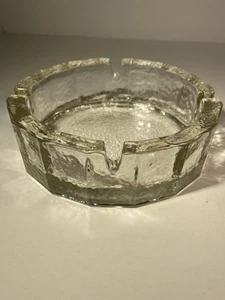 Vintage MCM Eis dickes Glas Sechseck Aschenbecher strukturierter Boden 4 Schlitze 5-3/4" - Bild 1 von 18