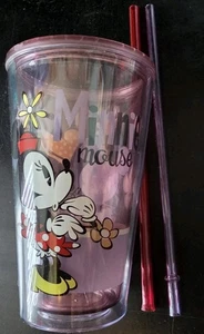 Disney Store Replacement 2 Straws and One Large Double Wall Tumbler Minnie Mouse - Picture 1 of 2