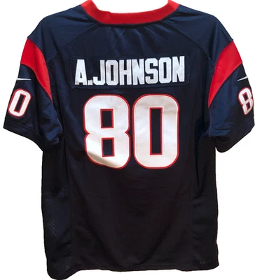 Camiseta deportiva azul cosida Andre Johnson #80 Houston Texans NFL vintage Nike YOUTH 2XL Foto 1 de 2
