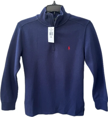 Polo Boys Size 5 Ralph Lauren Holiday Pullover Navy Blue  - Half-Zip NEW nwt (5) - Image 1 of 4