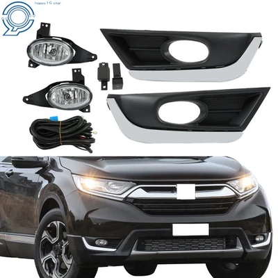 For Honda CR-V CRV 2017-2018 Fog Light Lamps w/Bulbs Wiring With Chrome Bezel Foto 1 de 4