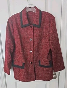 Blazer vintage Nikki rosso e nero con bottoni taglia 14 - Foto 1 di 5