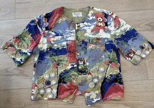 VTG Polo Golf Sport Women’s Sz 14 Jacket Coat Shirt Teddy Bear Multicolor Print - Picture 1 of 15