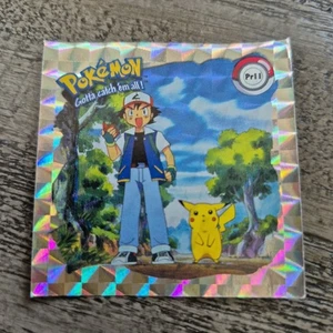Vintage 1999 Pokemon Artbox Sticker Pikachu and Ash #Pr11 Series 1 Prizm Holo - Picture 1 of 7