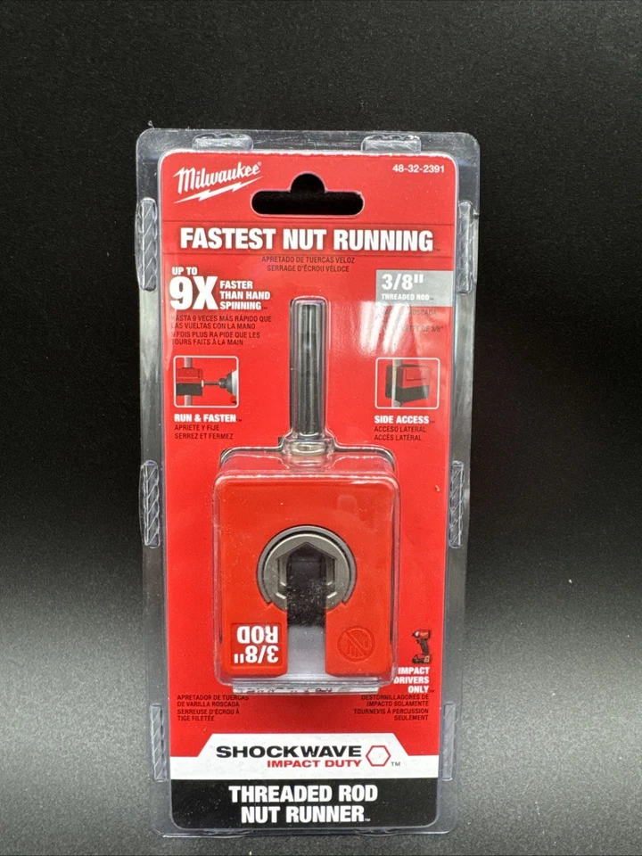 Corredor de tuerca de varilla roscada Milwaukee 48-32-2391 SHOCKWAVE resistente al impacto de 3/8" - Imagen 1 de 1
