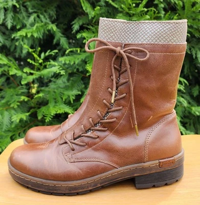 Jambu Women's Water Resistant Snake Print Leather Boots Size 9 Zippered Lace-up - Image 1 of 4