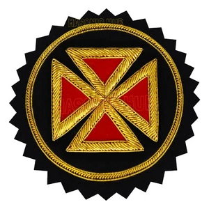 MASONIC KNIGHT TEMPLAR GRAND COMMANDERY CROSS ROSETTE HAND EMBROIDERED - Picture 1 of 1