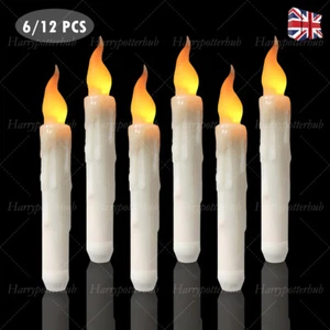 6/12Pcs Flickering Flameless Taper LED Battery Operated Candles Light Party Xmas - Picture 1 of 17