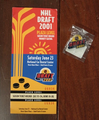 2001 NHL Draft Ticket Stub Pin Lot Florida Panthers Hockey Cover