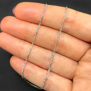 14K Echt Gold gelb, weiß Figaro Fußkette 9"-10" verstellbar - Bild 1 von 15