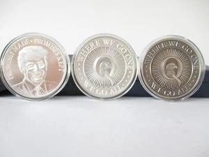 TRUMP Silver 1 oz Bullion Round And 2 x Q (WHERE WE GO ONE, WE GO ALL) - Picture 1 of 8