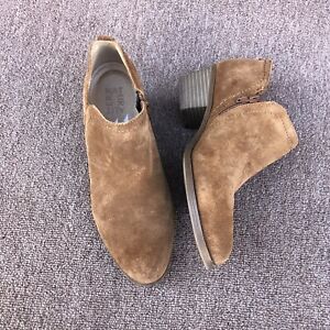 naturalizer suede ankle boots booties block heel brown womens 8.5