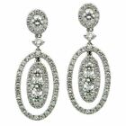 Estate 1.20Ct Diamond 18Kt White Gold Past Present Future Oval Hanging Earrings