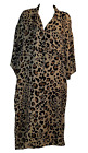 Vintage Flora Kung 6 100 % Seide Leopard Tierdruck Kleid Knopf übergroß Kafta