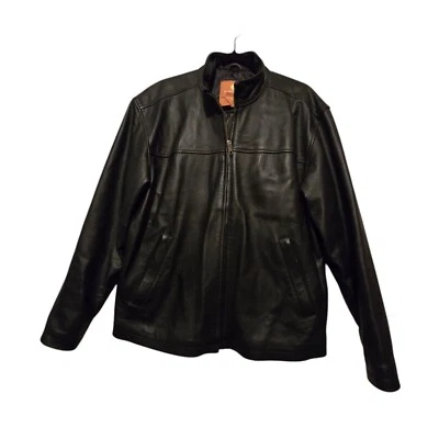 The Territory Ahead Black Leather Jacket MED Motorcycle Bomber Biker Grunge Goth - Image 1 of 4
