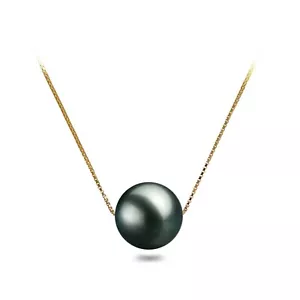 Japanese Akoya Pearl Pendant AAA Graded Black Pearl Necklace Silver Settings - Picture 1 of 9