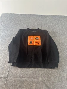 Vintage 90s Streetwear Womens Sz Small Halloween Spider Bat Owl Sweatshirt Black - Picture 1 of 8