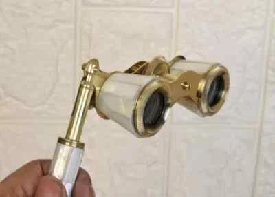 Vintage Brass Opera Glasses Mother of Pearl & Handle Brass Fittings France - Image 1 of 4