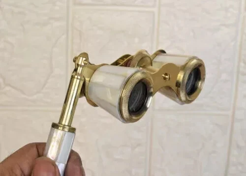 Vintage Brass Opera Glasses Mother of Pearl & Handle Brass Fittings France - Image 1 of 4