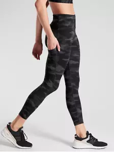Athleta PLUS 1X Ultimate Stash 7/8 Tight Leggings, Black Camo Running + Pockets - Picture 1 of 6