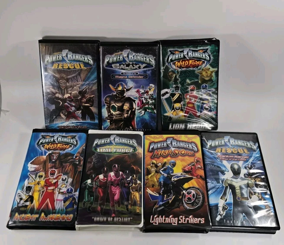 LOT 7 MIGHTY MORPHIN POWER RANGERS VHS RESCUE NINJA STORM TIME GALAXY WILD FORCE Foto 1 de 4