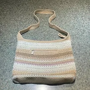 Monedero The Sak Crochet tono tierra cierre cremallera bolsillo exterior forrado interior - Imagen 1 de 11